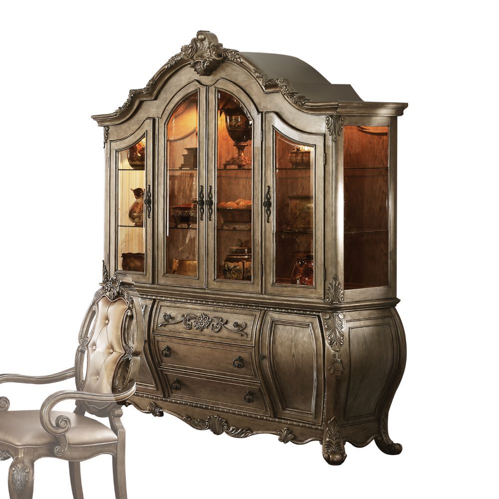 Floor Trader Jackson 61294 Astoria grand roudebush ragenardus vintage oak finish wood curio china cabinet hutch and buffet