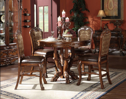 Floor Trader Jackson 12160-62 5 pc Astoria grand welliver dresden cherry oak finish wood 48" round counter height dining table set