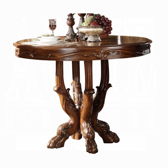 Floor Trader Jackson 12160-62 5 pc Astoria grand welliver dresden cherry oak finish wood 48" round counter height dining table set