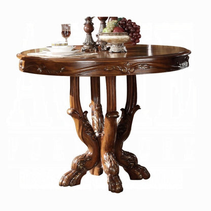 Floor Trader Jackson 12160-62 5 pc Astoria grand welliver dresden cherry oak finish wood 48" round counter height dining table set