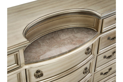 Cavalier Silver Finish Ornate Sleigh Bedroom Set – 1757SV-4PC