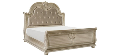 Cavalier Silver Finish Ornate Sleigh Bedroom Set – 1757SV-4PC