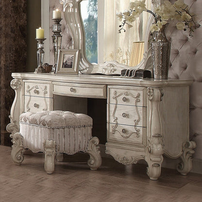 Floor Trader Jackson 21137-38-34 3 pc Astoria grand welton versailles bone white finish wood bedroom make up vanity