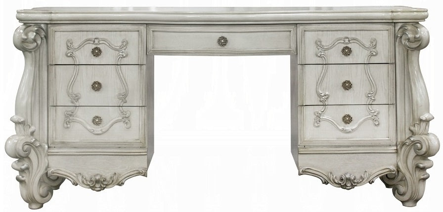 Floor Trader Jackson 21137-38-34 3 pc Astoria grand welton versailles bone white finish wood bedroom make up vanity