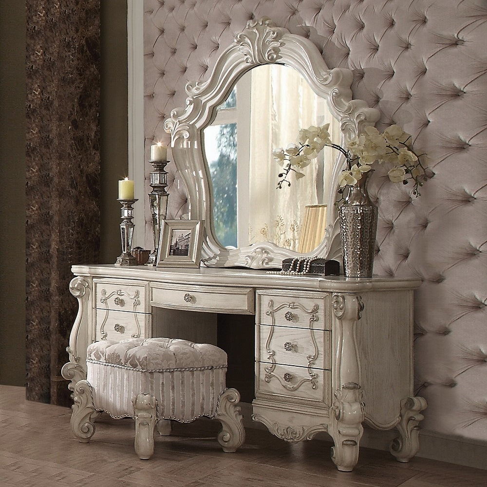 Floor Trader Jackson 21137-38-34 3 pc Astoria grand welton versailles bone white finish wood bedroom make up vanity