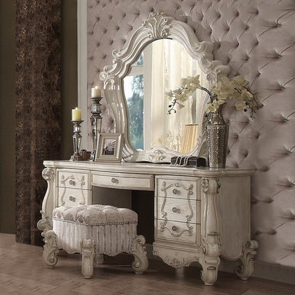 Floor Trader Jackson 21137-38-34 3 pc Astoria grand welton versailles bone white finish wood bedroom make up vanity