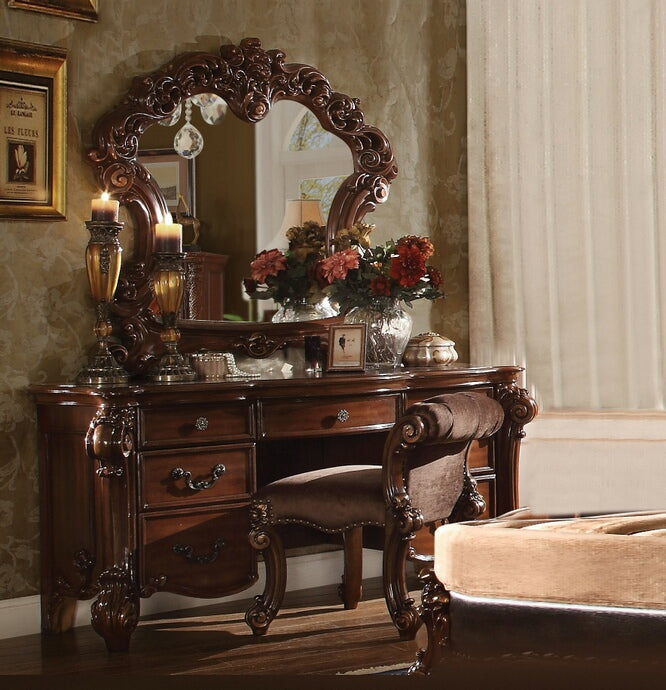 Floor Trader Jackson 22009-10-04 3 pc astoria grand waloo vendome cherry finish wood bedroom make up vanity