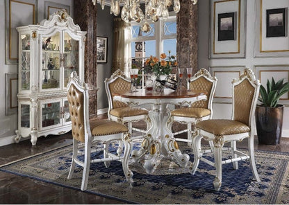 Floor Trader Jackson 78210-12 5 pc Astoria grand picardy antique pearl and cherry finish wood 48" round counter height dining table set