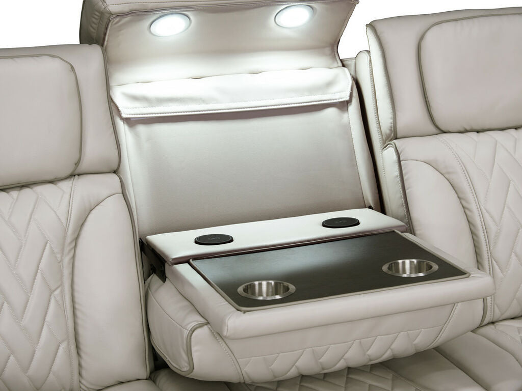 81641-SL Jazz Fortuner 2-Piece Ice Faux Leather Power Motion Sofa & Loveseat with Wireless Charging & LED