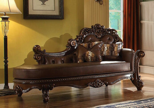 Floor Trader Jackson 96491 Vendome cherry finish wood cherry faux leather chaise lounger