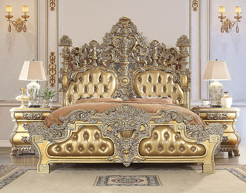 Floor Trader Jackson BD00451EK Astoria grand seville antique gold finish wood french inspired ornate eastern king bed