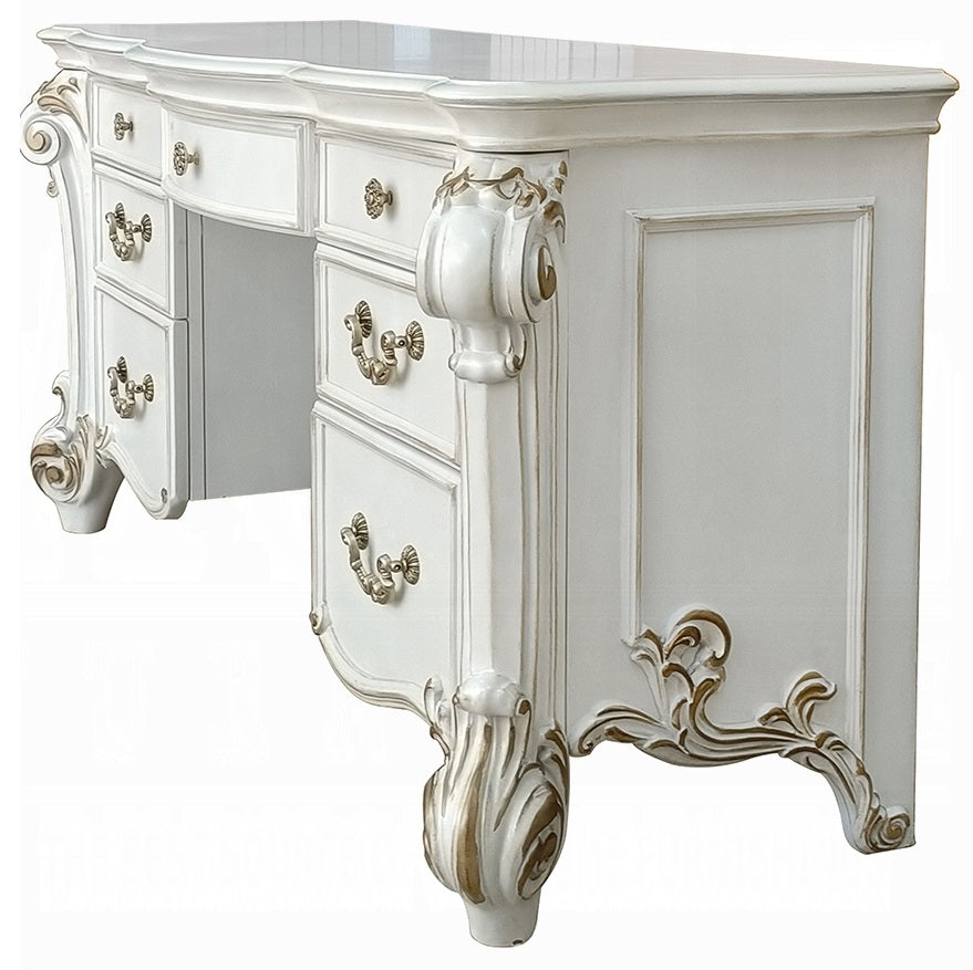 Floor Trader Jackson BD01507-08-1341 3 pc Vendome antique pearl finish wood bedroom make up vanity set