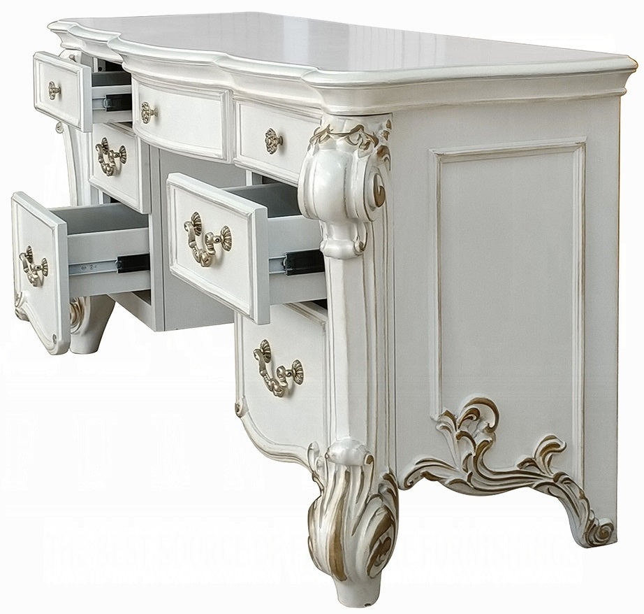 Floor Trader Jackson BD01507-08-1341 3 pc Vendome antique pearl finish wood bedroom make up vanity set