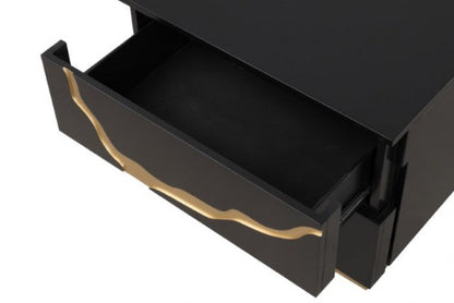 FM7425BK-G-4PC 4 pc goldsberg black and gold vein style finish wood contemporary queen bedroom set