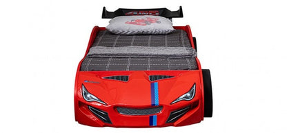 Tracklite Red Racing Car Style Twin Kids Bed with LED Lights & Pull-Out Trundle – FOA7735RD