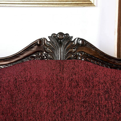 Matteo Burgundy Chenille Dark Walnut Wood Trim Traditional Sofa – SM6433-Sofa