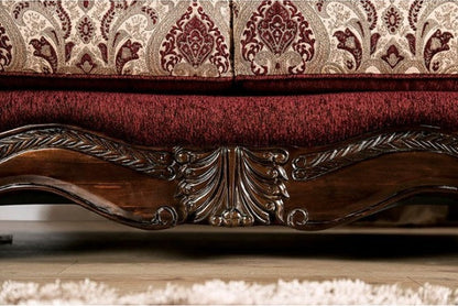 Matteo Burgundy Chenille Dark Walnut Wood Trim Traditional Sofa – SM6433-Sofa